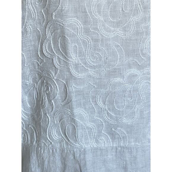 Lungo L'arno Italy Linen Embroidered White Top - Picture 6 of 9